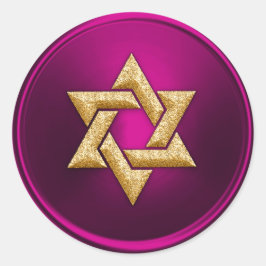 Magenta Pink Gold Star von David Umschlag Aufklebe Runder Aufkleber