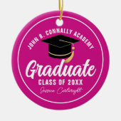 Magenta Pink Graduate Custom Abschluss Christmas Keramik Ornament (Vorne)