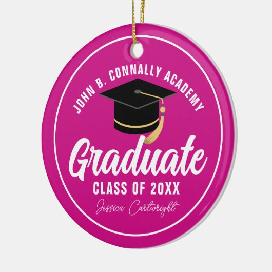 Magenta Pink Graduate Custom Abschluss Christmas Keramik Ornament (Links)