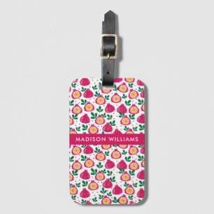 Magenta Pink Granatapfelmuster mit individuellem N Gepäckanhänger