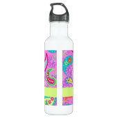 Magenta Pink Green Modern Paisley Pattern Trinkflasche (Rückseite)