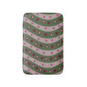 Magenta Pink Green Springtime Polka Dot Gemustert Badematte (Vorderseite Vertikal)