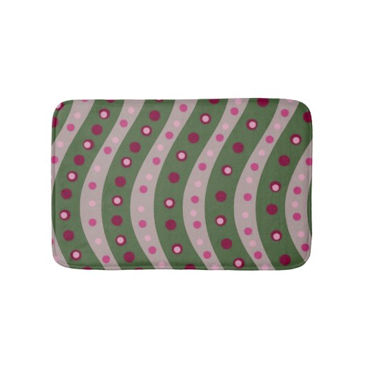 Magenta Pink Green Springtime Polka Dot Gemustert Badematte (Vorderseite)