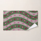 Magenta Pink Green Springtime Polka Dot Gemustert Badhandtuch Set (Handtuch)