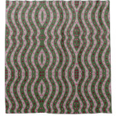 Magenta Pink Green Springtime Polka Dot Gemustert Duschvorhang (Vorderseite)