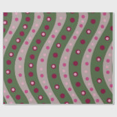 Magenta Pink Green Springtime Polka Dot Gemustert Geschenkpapier (Flach)
