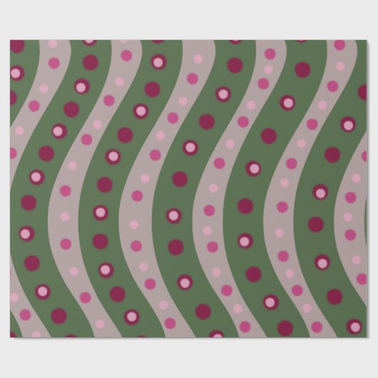 Magenta Pink Green Springtime Polka Dot Gemustert Geschenkpapier (Flach)