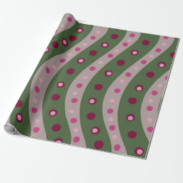 Magenta Pink Green Springtime Polka Dot Gemustert Geschenkpapier