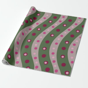 Magenta Pink Green Springtime Polka Dot Gemustert Geschenkpapier