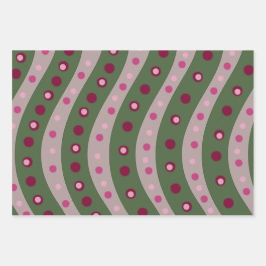 Magenta Pink Green Springtime Polka Dot Gemustert Geschenkpapier Set (Vorderseite 3)