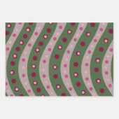 Magenta Pink Green Springtime Polka Dot Gemustert Geschenkpapier Set (Vorderseite 2)