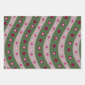 Magenta Pink Green Springtime Polka Dot Gemustert Geschenkpapier Set (Vorderseite)