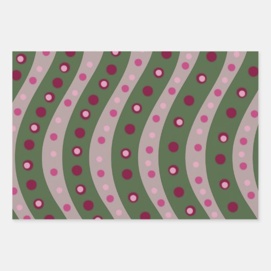 Magenta Pink Green Springtime Polka Dot Gemustert Geschenkpapier Set (Vorderseite)