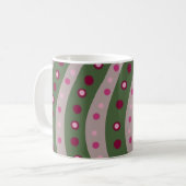 Magenta Pink Green Springtime Polka Dot Gemustert Kaffeetasse (Vorderseite Links)