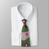 Magenta Pink Green Springtime Polka Dot Gemustert Krawatte (Gebunden)