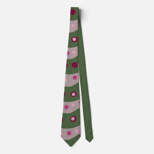 Magenta Pink Green Springtime Polka Dot Gemustert Krawatte (Vorderseite)