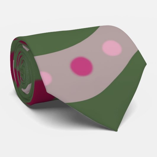 Magenta Pink Green Springtime Polka Dot Gemustert Krawatte (Gerollt)
