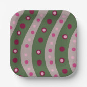 Magenta Pink Green Springtime Polka Dot Gemustert Pappteller (Vorderseite)