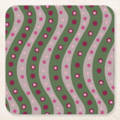 Magenta Pink Green Springtime Polka Dot Gemustert Rechteckiger Pappuntersetzer (Vorderseite)