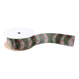 Magenta Pink Green Springtime Polka Dot Gemustert Satinband