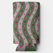 Magenta Pink Green Springtime Polka Dot Gemustert Selters Dosenkühler (Rückseite)