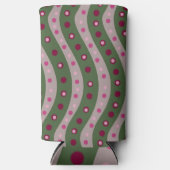 Magenta Pink Green Springtime Polka Dot Gemustert Selters Dosenkühler (Vorderseite)