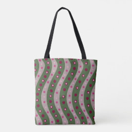 Magenta Pink Green Springtime Polka Dot Gemustert Tasche