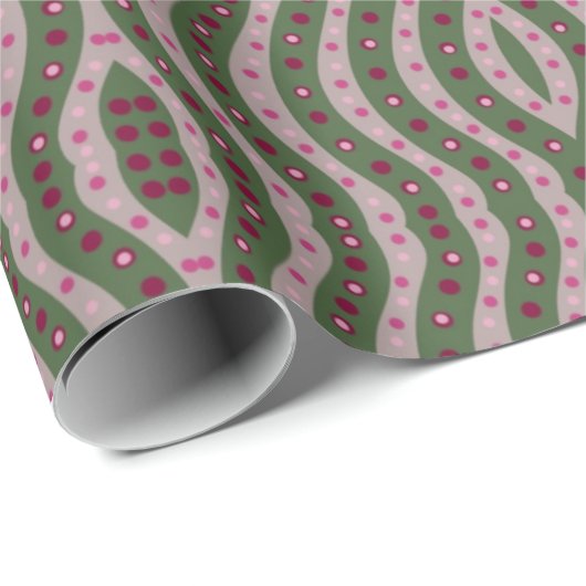 Magenta Pink Green Springtime Polka Dot Pattern Geschenkpapier (Rolleneckpunkt)
