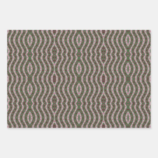Magenta Pink Green Springtime Polka Dot Pattern Geschenkpapier Set (Vorderseite)