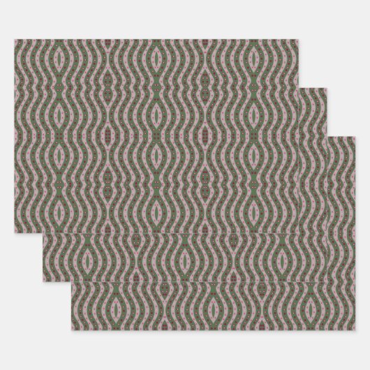 Magenta Pink Green Springtime Polka Dot Pattern Geschenkpapier Set (Set)