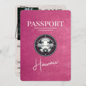 Magenta Pink Hawaii Passport Save the Date (Vorne/Hinten)