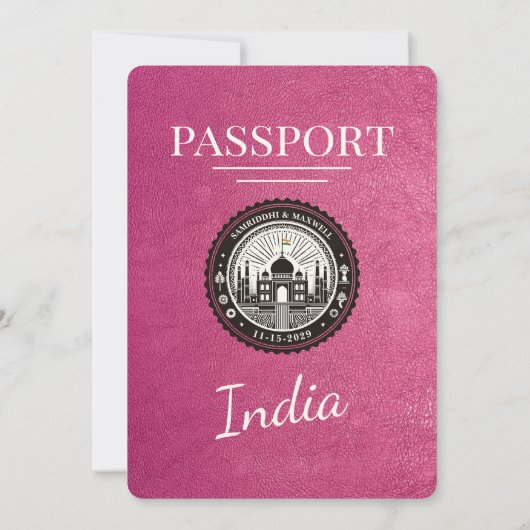 Magenta Pink India Pass Einladung zur Hochzeit (Rückseite)