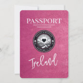 Magenta Pink Ireland Passport Wedding Einladung (Rückseite)