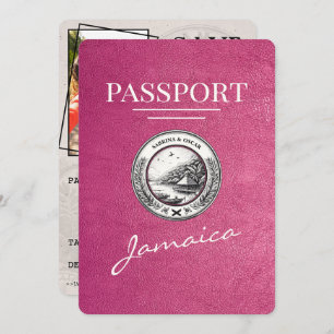 Magenta Pink Jamaica Passport Save the Date