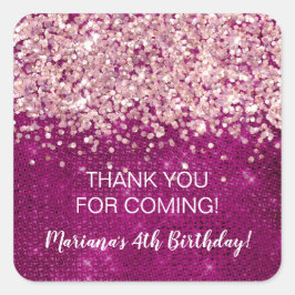 Magenta Pink, jedes Alter Geburtstagsparty Favorit Quadratischer Aufkleber