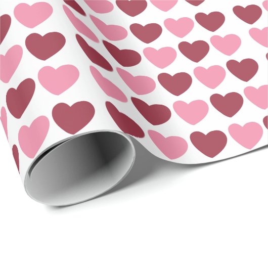 Magenta Pink Liebe Herz Muster Geschenkpapier (Rolleneckpunkt)