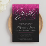 Magenta Pink Lights Black Sweet 16 Einladung<br><div class="desc">Diese moderne,  süße 16-Einladung besticht durch magenta-rosa Funkelleuchten und einen trendigen Kalligraphie-Script-Schriftart auf schwarzem Hintergrund. Ein perfektes Design für eine glamouröse,  süße 16 Geburtstagsfeier. Bearbeiten Sie diese hübsche 16-Einladungs-Vorlage selbst mit den Online-Bearbeitungswerkzeugen.</div>