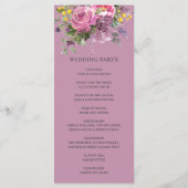 Magenta Pink Lila Blumengrün Boho Wedding Programm (Rückseite)