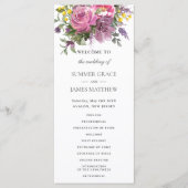 Magenta Pink Lila Blumengrün Boho Wedding Programm (Vorderseite)