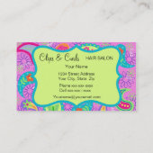 Magenta Pink Lime Green Modern Paisley Pattern Visitenkarte (Rückseite)