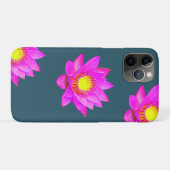 Magenta Pink Lotus Blume auf Blue Case-Mate iPhone Hülle (Rückseite (Horizontal))