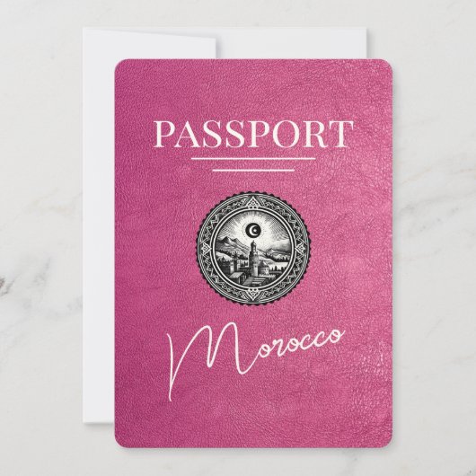 Magenta Pink Marokko Reisepass Save the Date (Vorderseite)