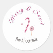 Magenta pink Merry & Süßigkeiten Zuckerrohr Wasser Runder Aufkleber (Vorderseite)