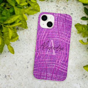 Magenta Pink Metallic Glitzer Modernes Glam Luxus Case-Mate iPhone 14 Hülle