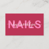 Magenta Pink Moderne Typografie Nail Artist Visitenkarte (Vorderseite)