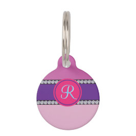 Magenta Pink Monogram Tiernamensmarke