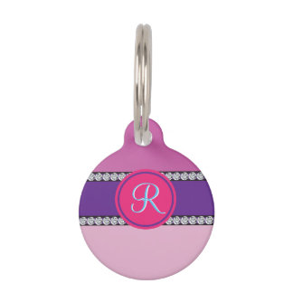 Magenta Pink Monogram Tiernamensmarke