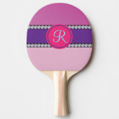 Magenta Pink Monogram Tischtennis Schläger (Vorderseite)
