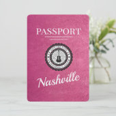 Magenta Pink Nashville Passport Save the Date (Stehend Vorderseite)