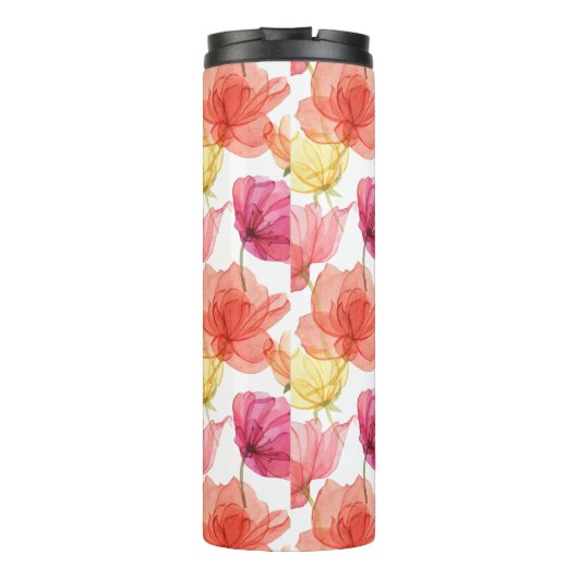 Magenta Pink & Orange Aquarell Thermosbecher (Rückseite)